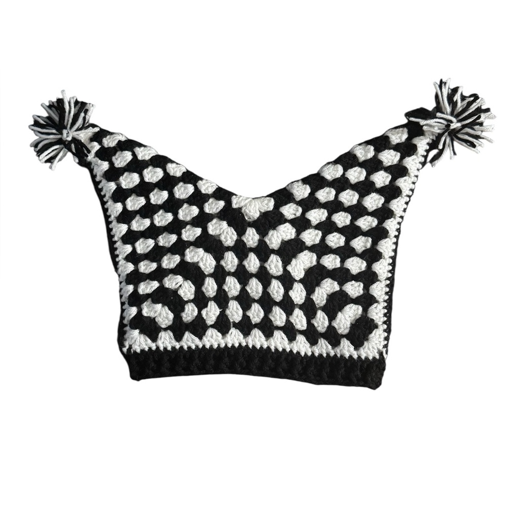 Black and White Crochet Jester hat/ beanie